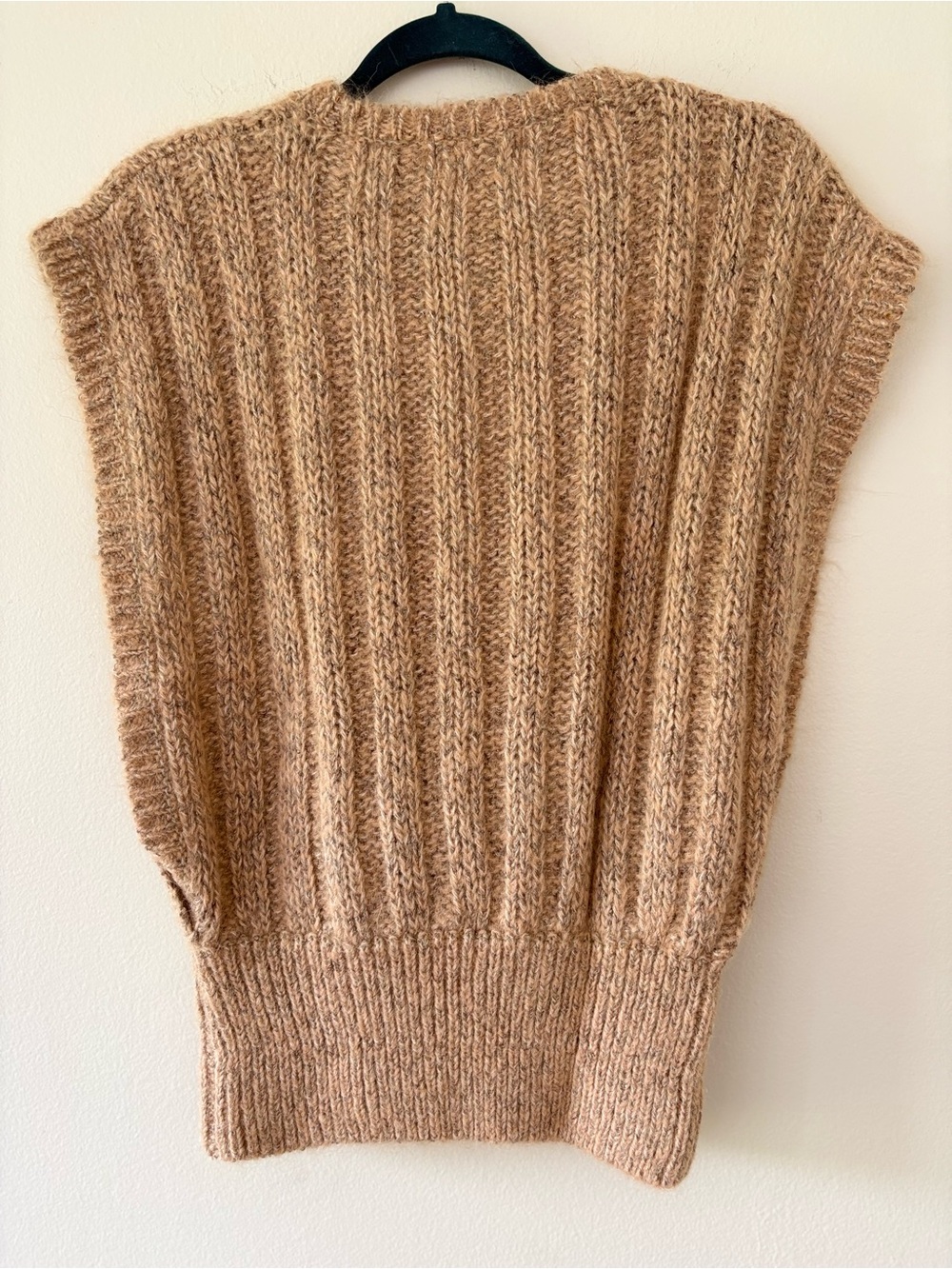 Vintage Christian Dior Separates Camel Ribbed Sweater Vest Wrap Style Wool Blend - Picture 4 of 4